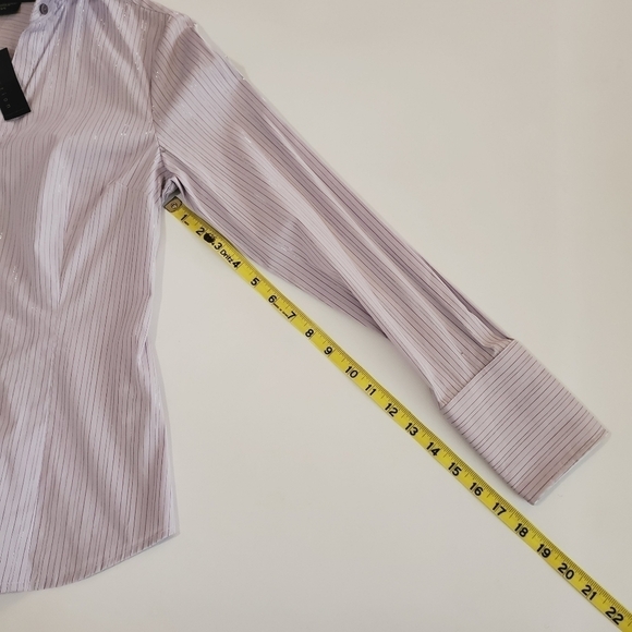 1046 * Attention Striped Button Down Long Sleeve Purple Size S NWT - Picture 9 of 9